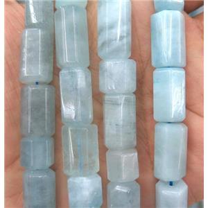 Aquamarine tube beads, approx 8-20mm