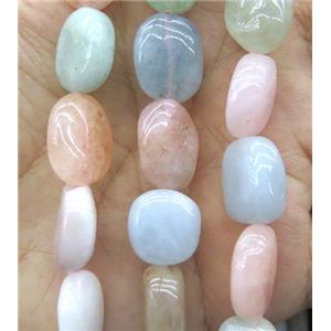 multicolor Morganite beryl beads, freeform, approx 8-12mm
