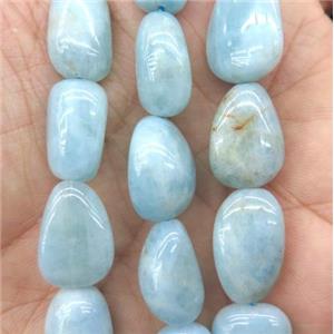Aquamarine beads, freeform, blue, approx 8-14mm