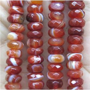 red striped agate beads, faceted rondelle, approx 6x10mm