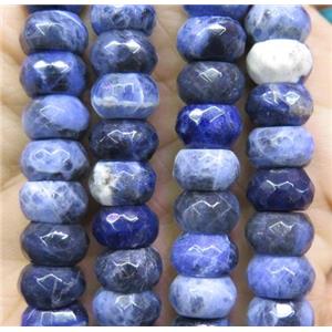 faceted Sodalite rondelle beads, A-grade, approx 6x10mm
