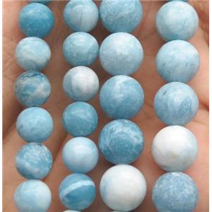 round matte Chinese Larimar Beads, blue treated, approx 8mm dia