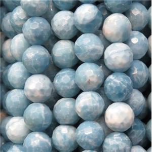 faceted round Chinese Larimar Beads, blue treated, approx 10mm dia