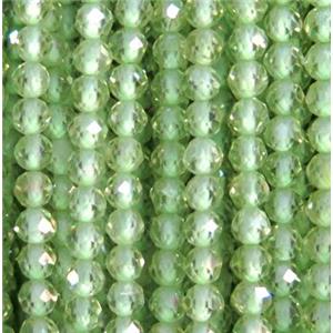 Peridot beads, faceted round, olive, approx 2mm dia