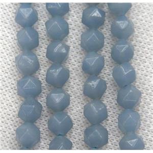 faceted round Angelite beads ball, blue, approx 12mm dia