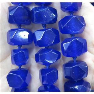 blue jade nugget beads, faceted freeform, dye, approx 15-20mm