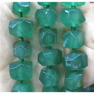 green jade nugget bead, faceted freeform, dye, approx 15-20mm