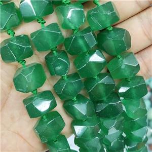 deepgreen jade nugget beads, faceted freeform, dye, approx 15-20mm