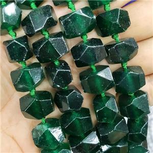 darkgreen jade nugget beads, faceted freeform, dye, approx 15-20mm