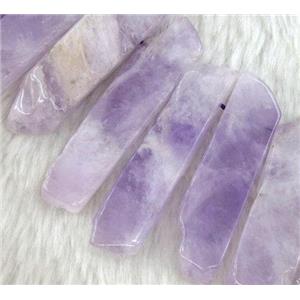purple Chalcedony collar beads, stick, top drilled, approx 20-55mm