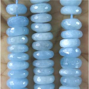 Aquamarine beads, AAA-grade, faceted rondelle, blue, approx 6x10mm