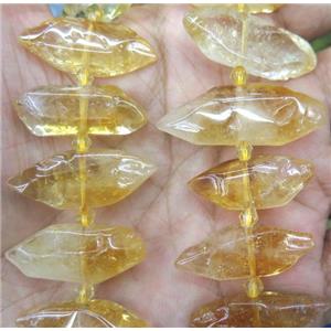 Citrine bullet beads, yellow, approx 10-33mm
