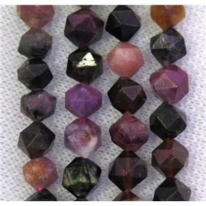 faceted round Tourmaline bead ball, mix color, approx 8mm dia