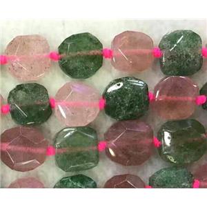 Strawberry Quartz beads, mix color, faceted square, approx 13x13mm