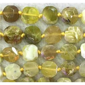 yellow Opal Stone beads, nugget, faceted square, approx 13x13mm