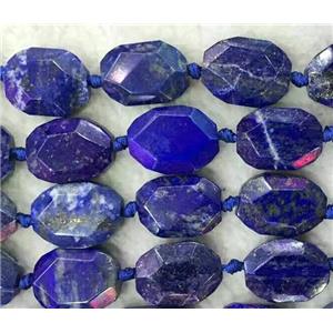 Lapis Lazuli beads, blue, faceted oval, approx 13x18mm
