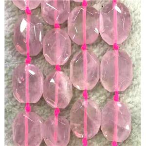 Rose Quartz beads, pink, faceted oval, approx 13x18mm