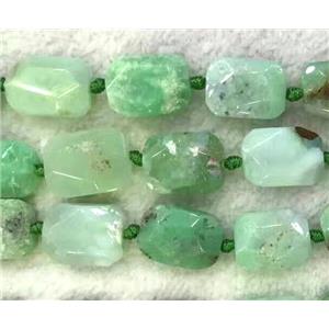 Australian Chrysoprase beads, green, faceted freeform, approx 13x18mm
