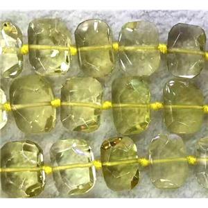 Lemon Quartz beads, yellow, faceted oval, approx 13x18mm