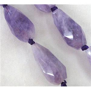 purple amethyst beads, faceted teardrop, approx 15-45mm