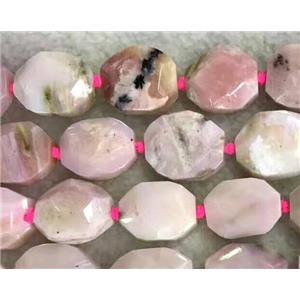 pink Opal Stone beads, faceted oval, approx 13x18mm
