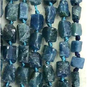 Apatite nugget beads, blue, freeform chip, approx 6-9mm
