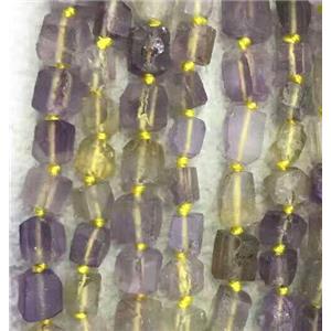 lemon quartz and amethyst nugget beads, freeform chip, approx 6-9mm
