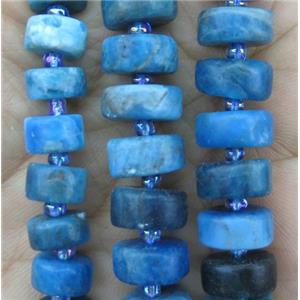 Apatite heishi beads, matte, blue, approx 7-10mm