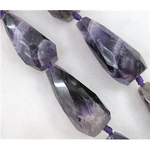 amethyst beads, purple, faceted teardrop, approx 15-45mm