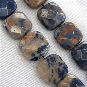 Orange Sodalite beads, faceted square, approx 25x25mm