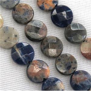 Orange Sodalite Beads Faceted Coin, approx 10mm dia