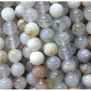 white-gray Moss Opal Stone beads, round, approx 6mm dia