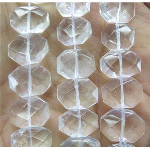 Clear Quartz bead, faceted oval, approx 10-14mm