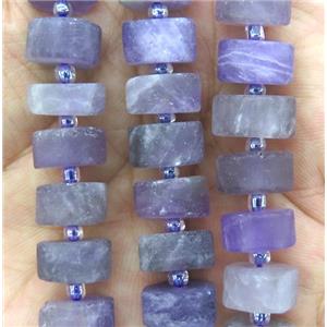 dogtooth Amethyst heishi beads, purple, matte, approx 7-10mm