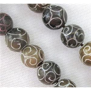 round Agalmatolite Beads, approx 12mm dia