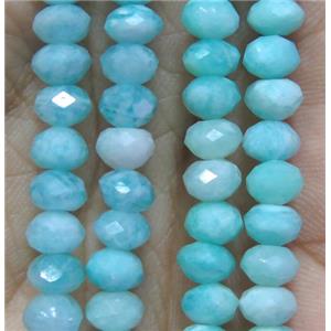 Russian Amazonite beads, faceted rondelle, green, approx 2.5x4mm
