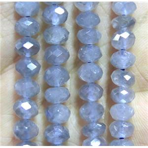 gray Cloudy Quartz beads, faceted rondelle, approx 4x5mm