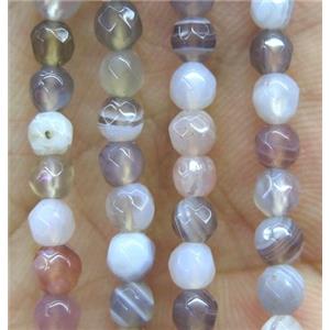 botswana Agate beads, faceted round, gray, approx 4mm dia