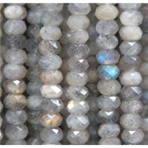 tiny Labradorite beads, faceted rondelle, Grade AA, approx 2x3mm