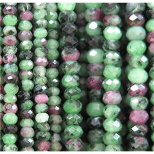 tiny Ruby Zoisite beads, faceted rondelle, approx 2.5x4mm