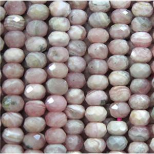 tiny Rhodochrosite beads, faceted rondelle, pink, approx 2.5x4mm