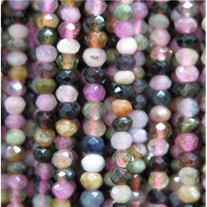tiny Tourmaline beads, faceted rondelle, mix color, approx 2x3mm