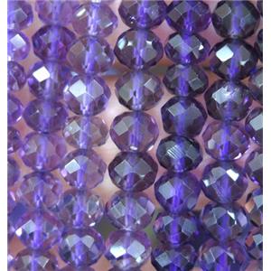 Amethyst beads, faceted rondelle, purple, approx 4x6mm