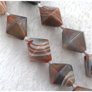 botswana agate beads, bicone, brown dye, approx 25-30mm