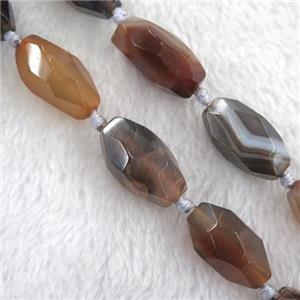 brown botswana agate beads, faceted rice, dye, approx 13-25mm