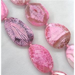 dragon veins Agate Beads, faceted freeform, pink treated, approx 20-50mm