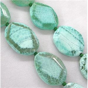 dragon veins Agate Beads, faceted freeform, green treated, approx 20-50mm