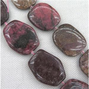 Rhodonite beads, rectangle, red, approx 25-40mm