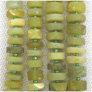 matte Lemon Chrysoprase heishi disc beads, olive, approx 9-12mm