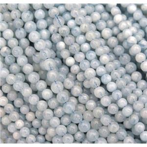round Aquamarine beads, light blue, approx 5mm dia